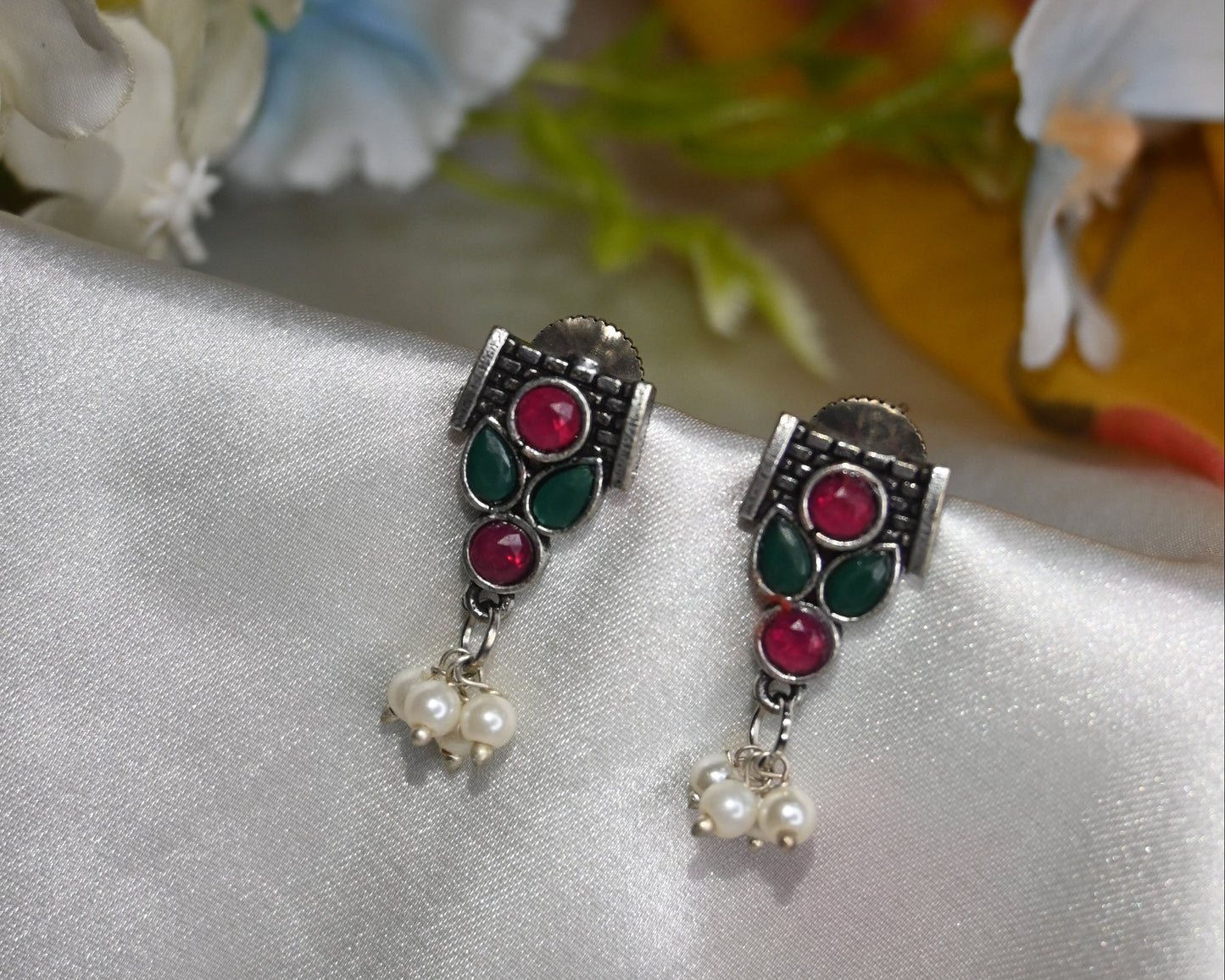 red and green mini earrings