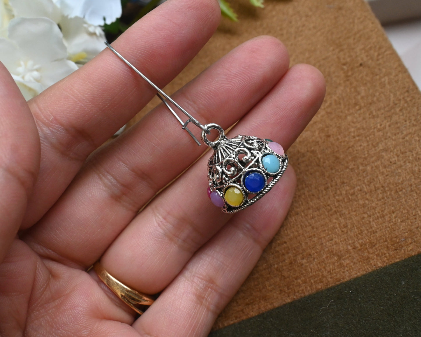 multiple color light jhumka