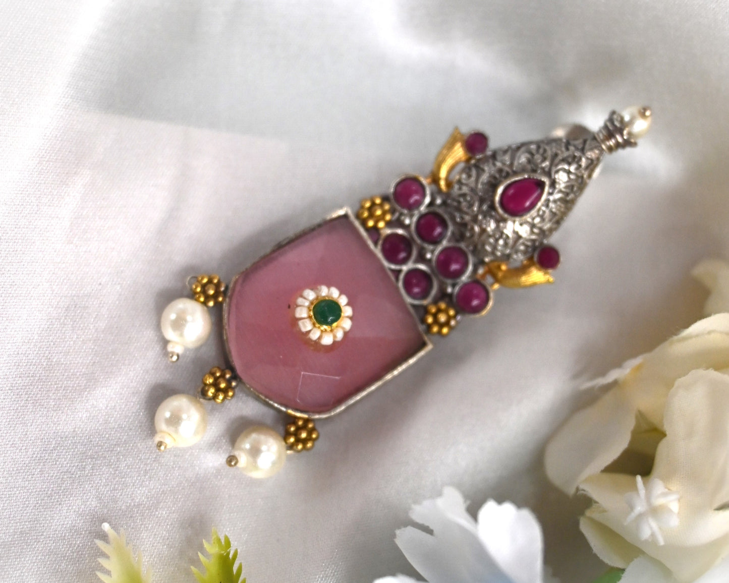 pastel pink ethnic earrings